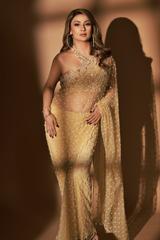 Beige Pearls Saree Set