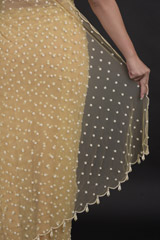 Beige Pearls Saree Set_DTR0195