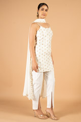 White slip top with front slit pants and dupattaDSC06770