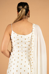 White slip top with front slit pants and dupattaDSC06771