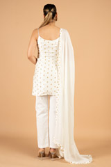 White slip top with front slit pants and dupattaDSC06772