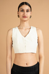 V neck Cream BlouseDSC07966