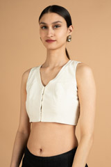 V neck Cream BlouseDSC07967