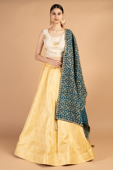 Banarasi Lehenga with Gota Embroidered Dupatta