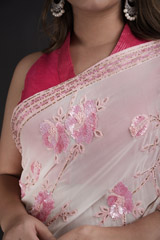 White Flower Garden Saree_DTR1501
