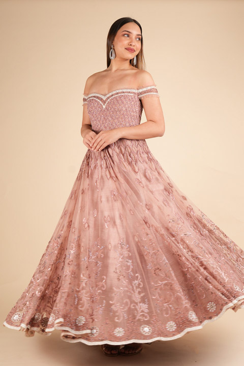 Dainty Rose Pink Organza Gown