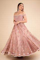 Dainty Rose Pink Organza Gown