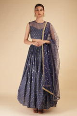 Blue Embroidered Lehenga