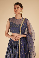 Blue Embroidered LehengaDSC00533