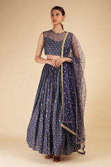 Blue Embroidered LehengaDSC00534
