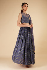 Blue Embroidered LehengaDSC00535