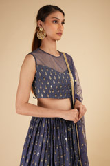 Blue Embroidered LehengaDSC00536