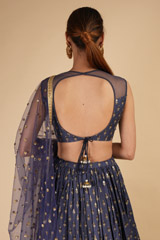 Blue Embroidered LehengaDSC00539