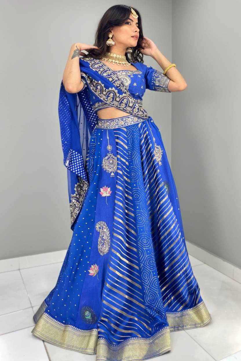 Blue Peacock lehenga