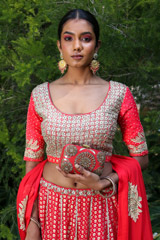 Krishna Red Printed LehengaIMG_0157