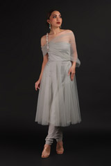 Grey Sheer Off Shoulder Kurta Set597_video