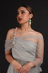 Grey Sheer Off Shoulder Kurta SetIMG_0788