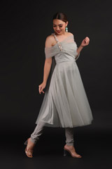 Grey Sheer Off Shoulder Kurta SetIMG_0803