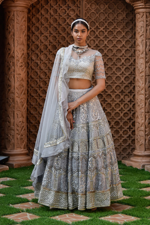 Light Grey Lehenga Set
