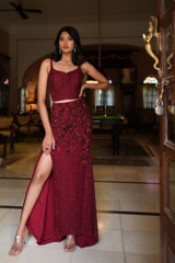 Maroon Embellished Top Bottom SetDSC06593