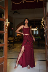 Maroon Embellished Top Bottom SetDSC06595