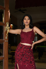 Maroon Embellished Top Bottom SetDSC06599