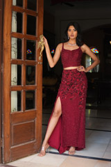 Maroon Embellished Top Bottom SetDSC06610