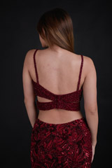 Maroon Embellished Top Bottom Set_DTR9317