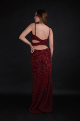 Maroon Embellished Top Bottom Set_DTR9318