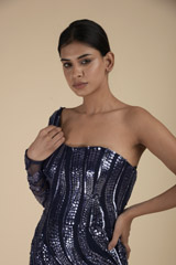 Navy Blue Wave Gown_DTR9074