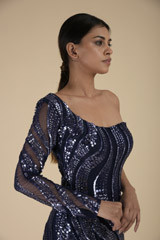 Navy Blue Wave Gown_DTR9075