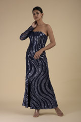 Navy Blue Wave Gown