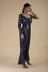 Navy Blue Wave Gown_DTR9079