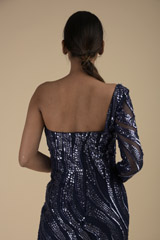 Navy Blue Wave Gown_DTR9080