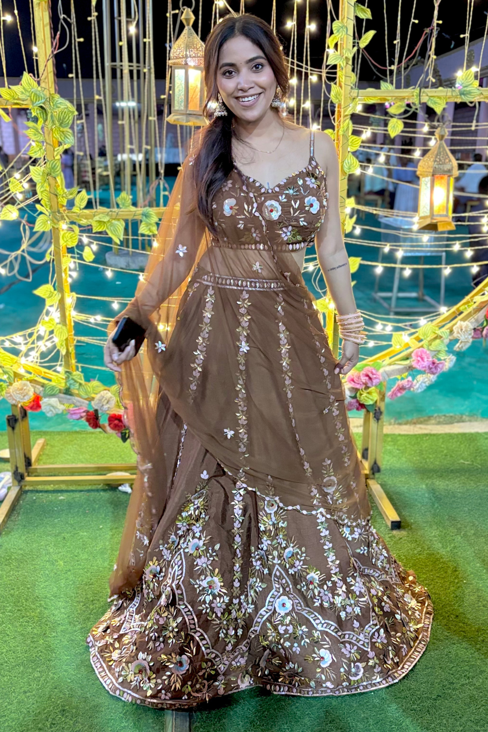 Brown Lehenga Set With Embroidered Work3