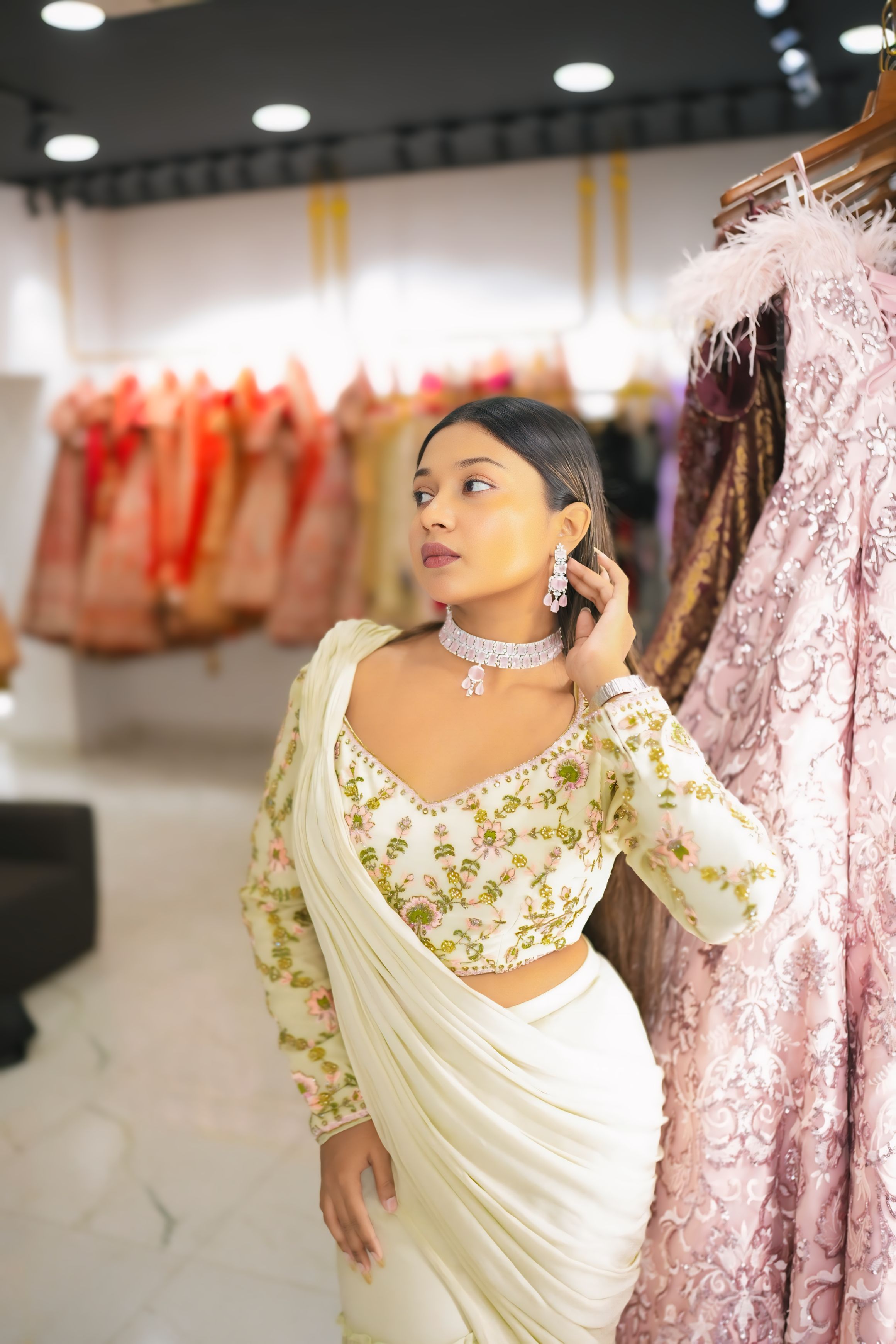 Muted Pistachio Green Pre- drapped Saree3