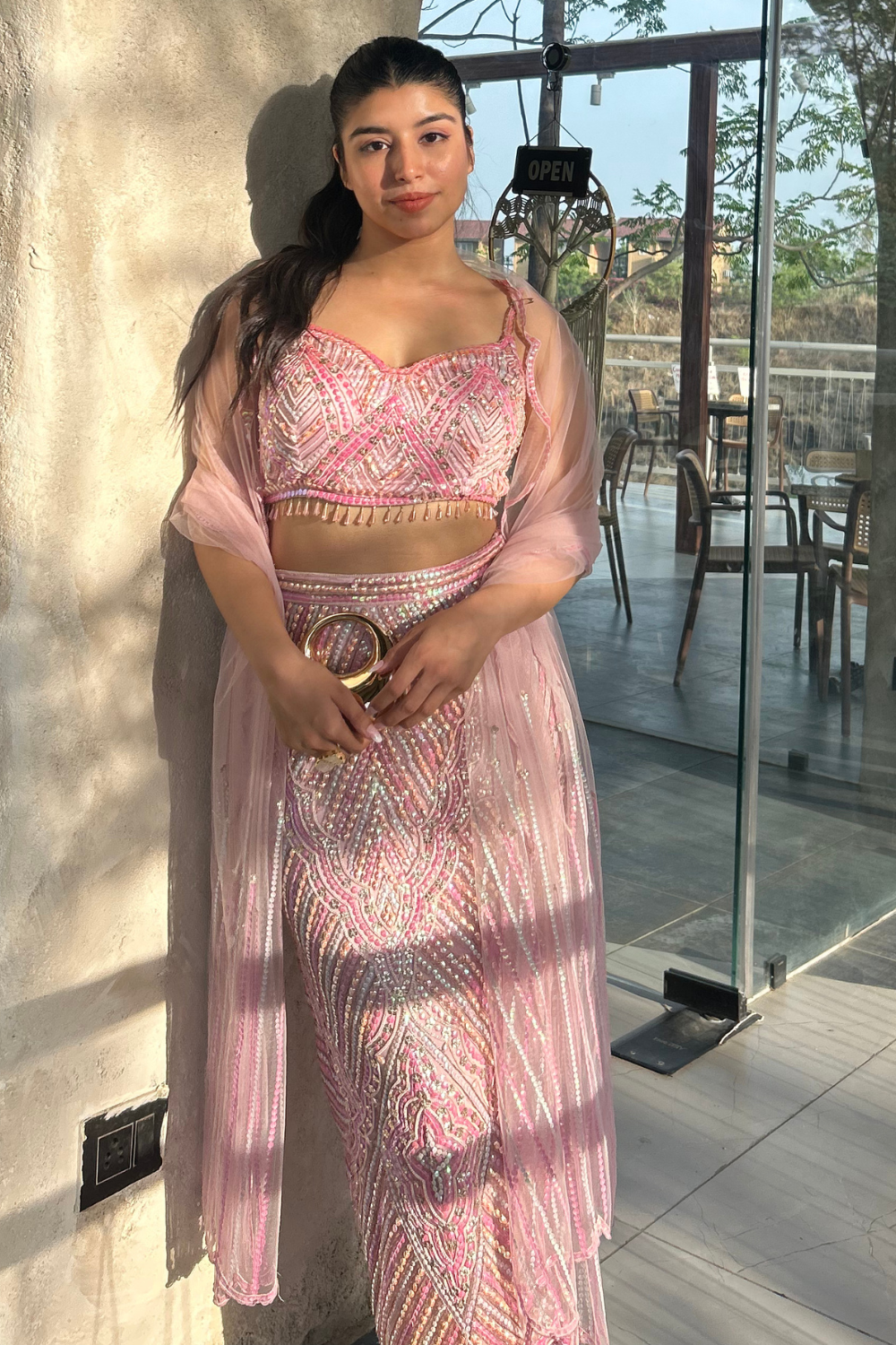 Blush Celeste Sequin Indo-Western Set2