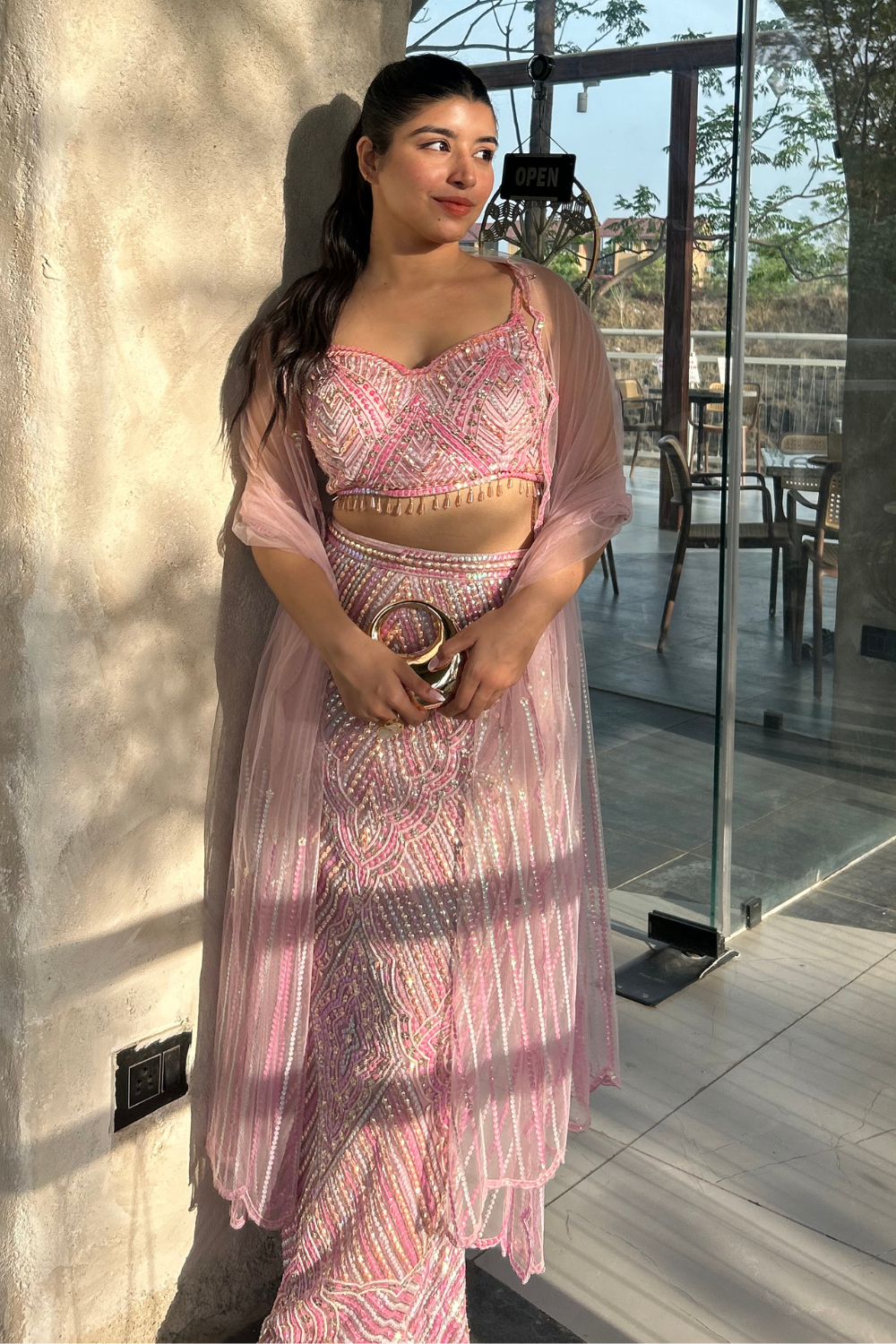 Blush Celeste Sequin Indo-Western Set3