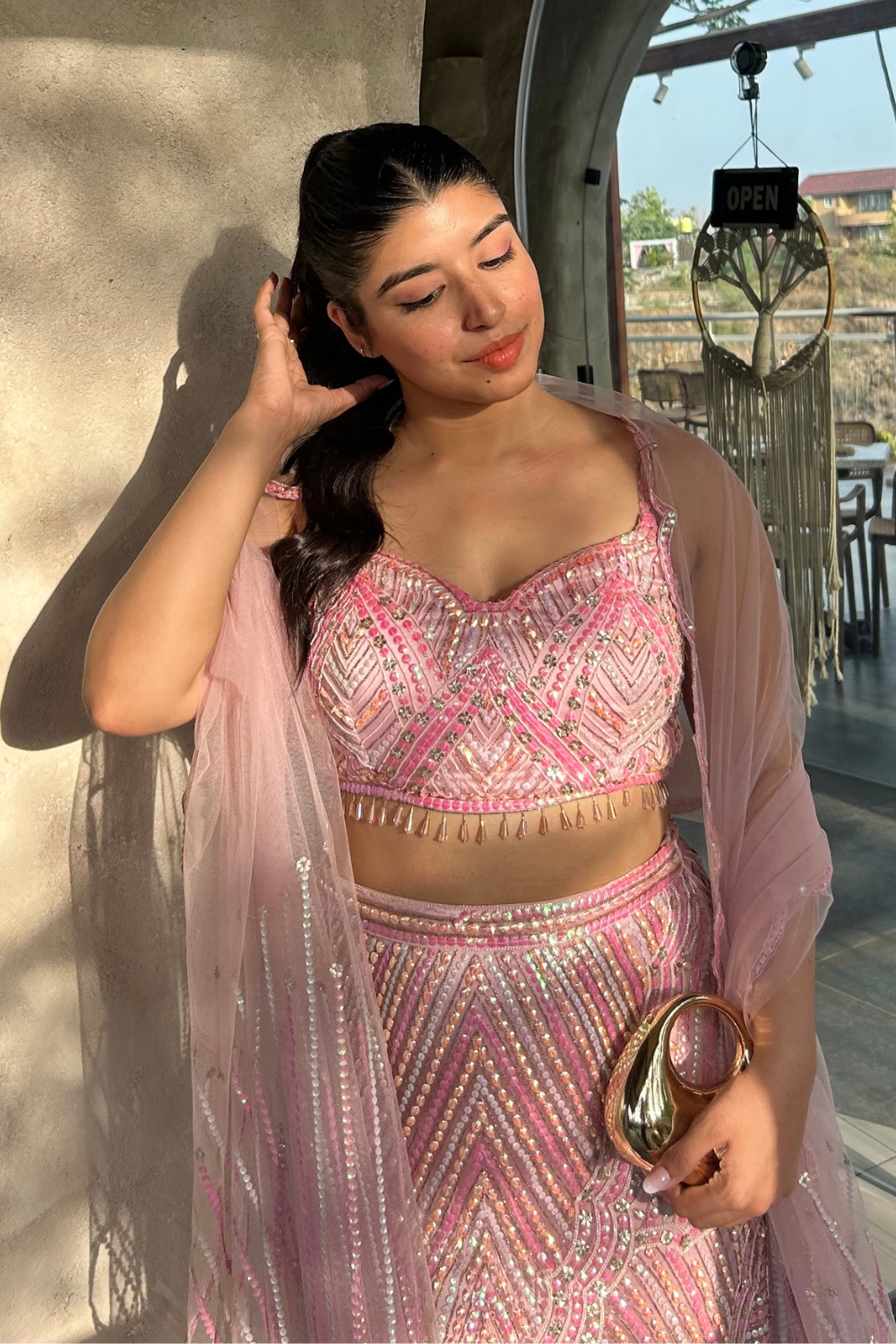 Blush Celeste Sequin Indo-Western Set5