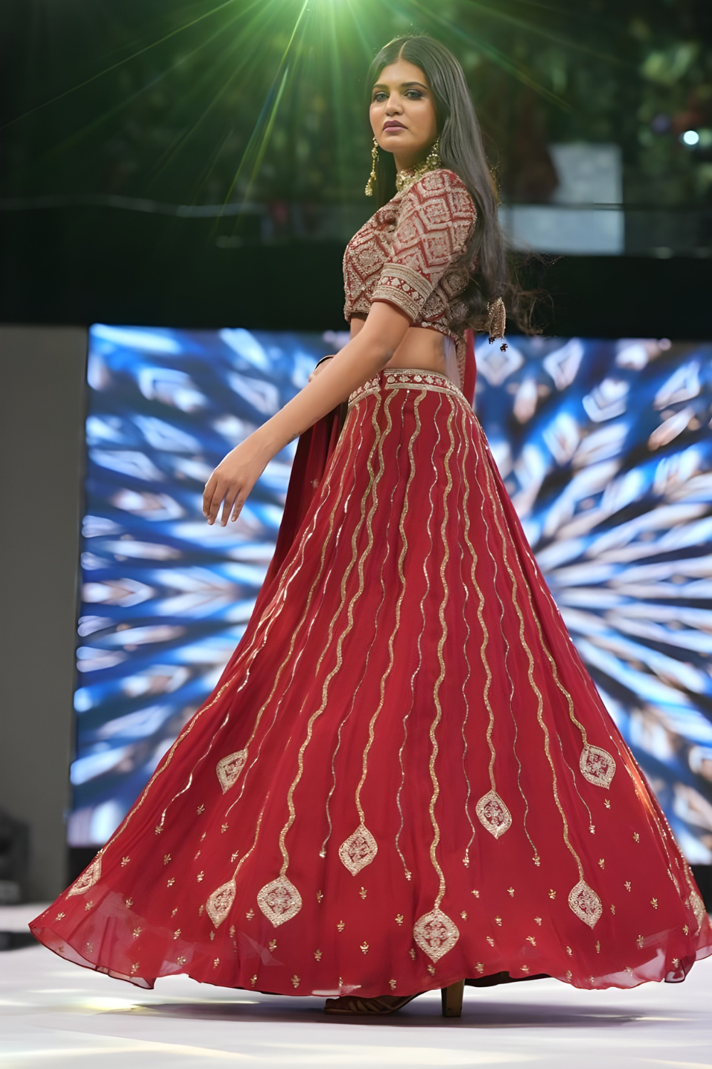 Ruby Red Embroidered Lehenga Set2