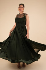 Bottle Green  Gown