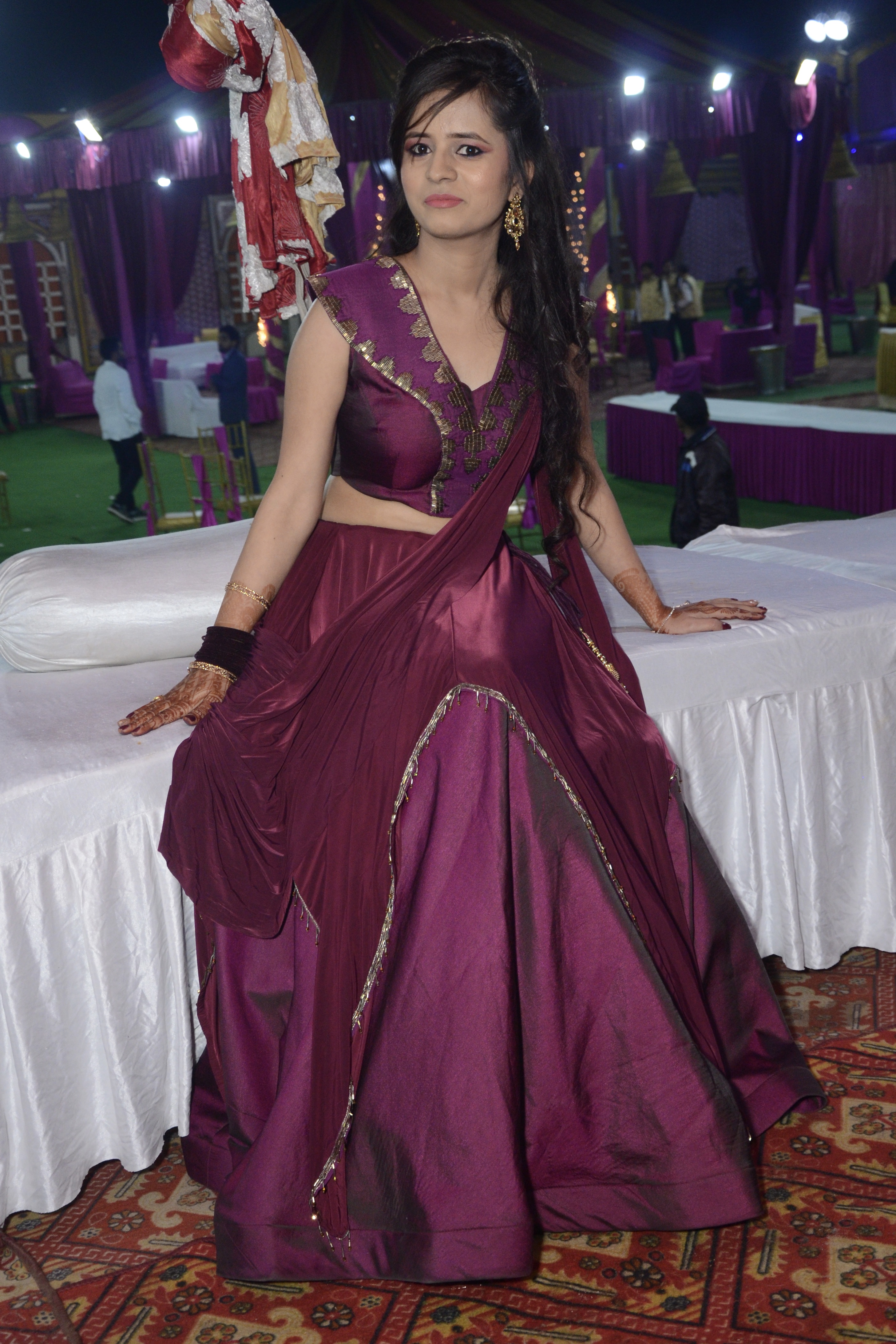 Plum Indo- Western Lehenga