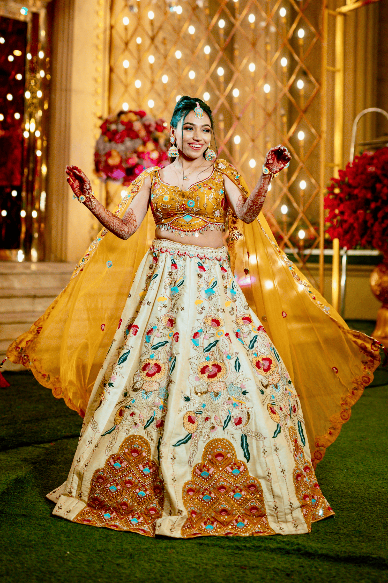 Multicoloured Embroidered Lehenga