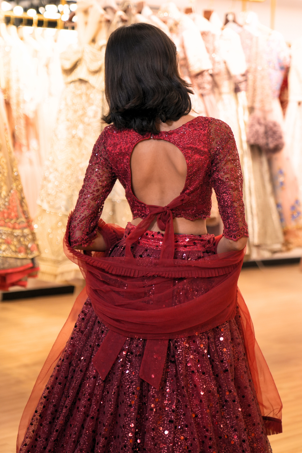 Red Lehenga With Sequins Embellishment4