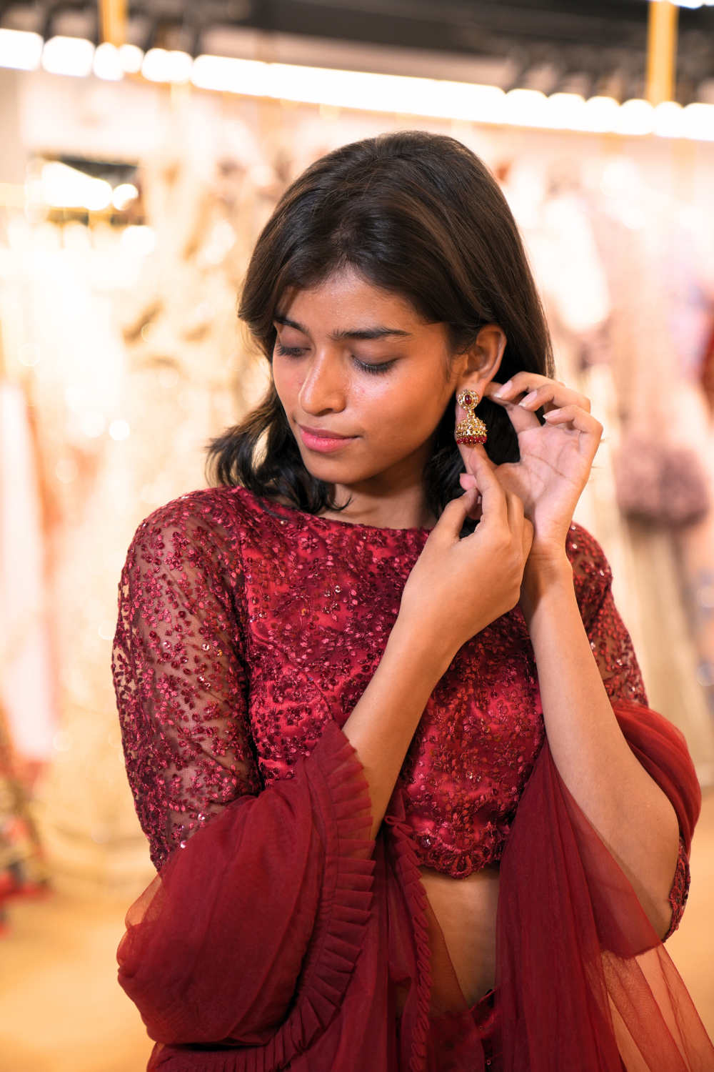 Red Lehenga With Sequins Embellishment5