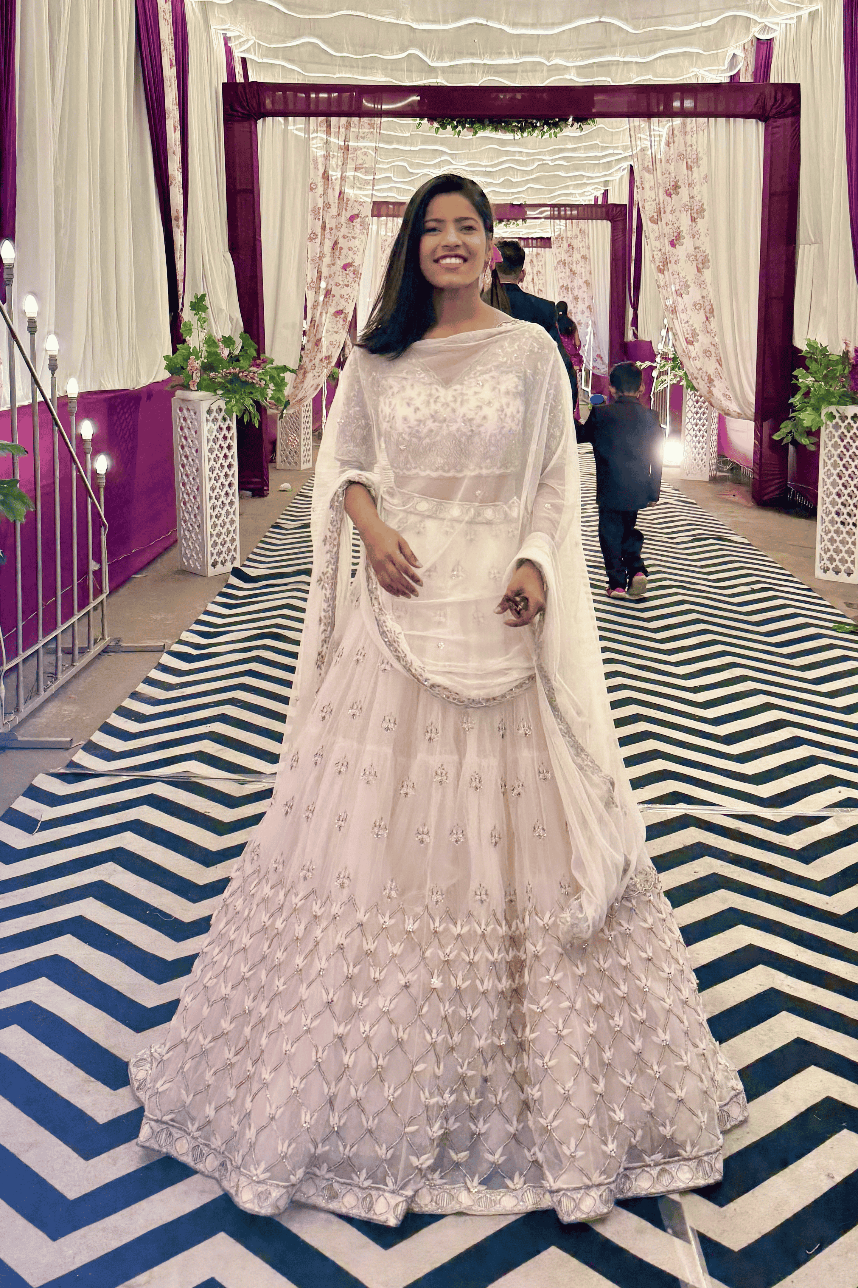 Pastel Pink Lehenga Set With Silver Sequin Embellishment8