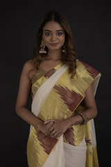 Cream Cotton Saree With Motifs_DTR0334