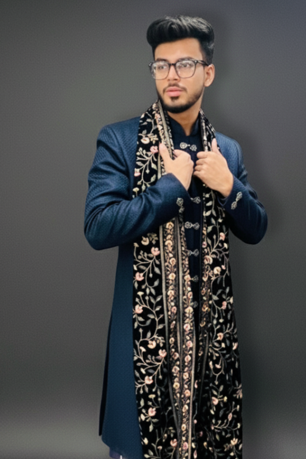 Navy Blue Sherwani Set6
