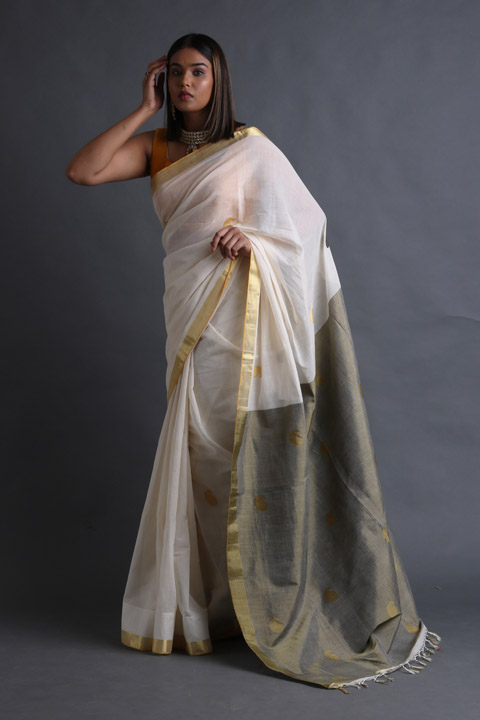 Cream Cotton Saree