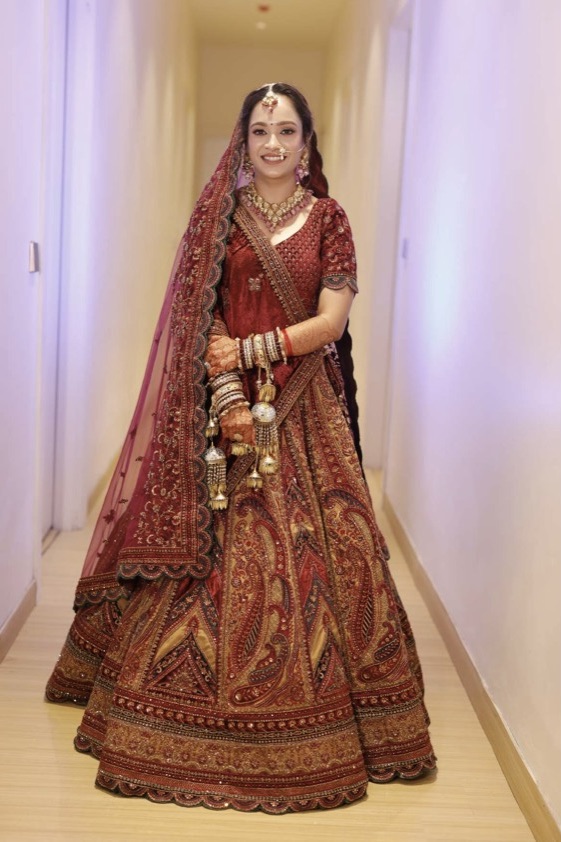 Maroon Heavy Embroidered Bridal Lehenga